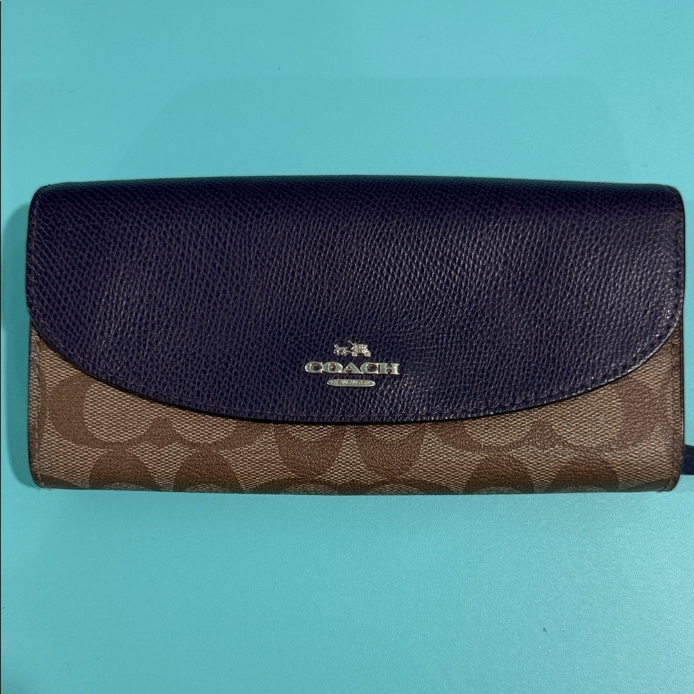 Coach purple and brown wallet